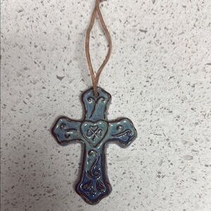 Blue Ceramic Cross Pendant/ornament